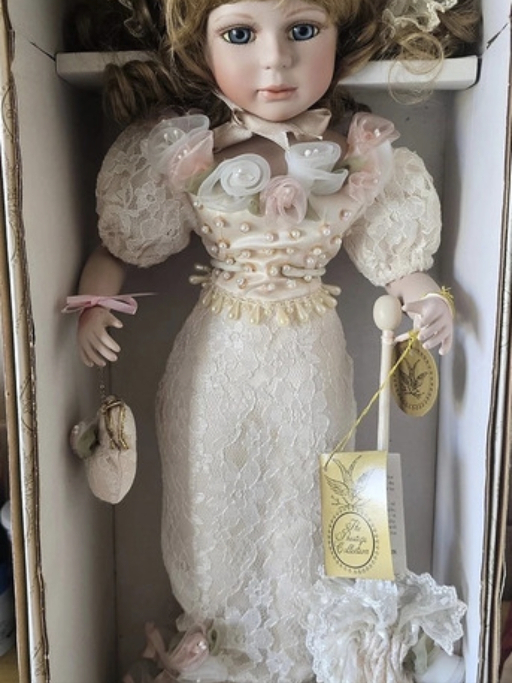 The Prestige Collection Porcelain-Style Doll in White & Pink